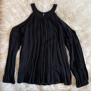 Express Black Cold Shoulder Flowy Blouse